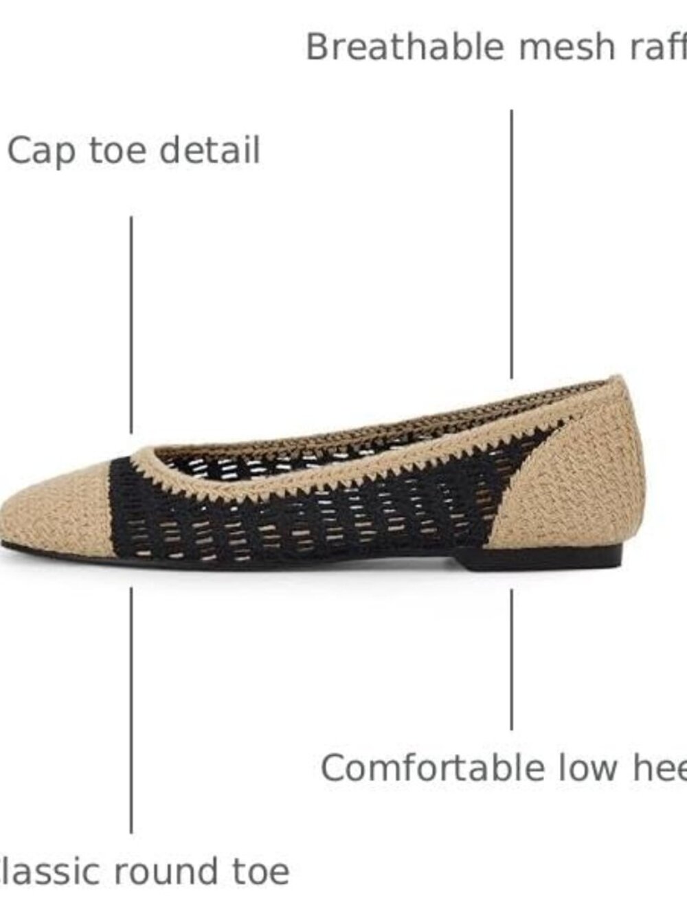 Woven Raffia Ballet Flats Women Mesh Mary Jane Espadrilles Round Toe Casual - Picture 3 of 7